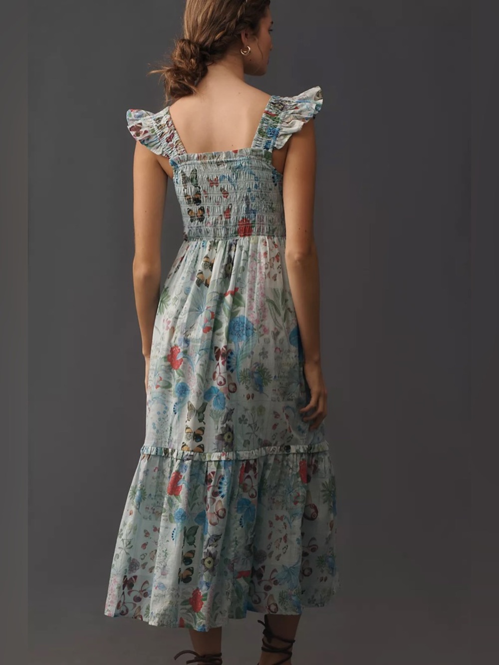 Anthropologie Blue Floral Midi Dress - Picture 3 of 4